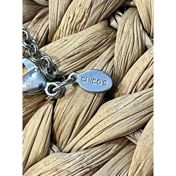 Chicos Clear Rhinestone & Enamel Flamingo Pendant Silver Tone Necklace  30~33in - Picture 9 of 10